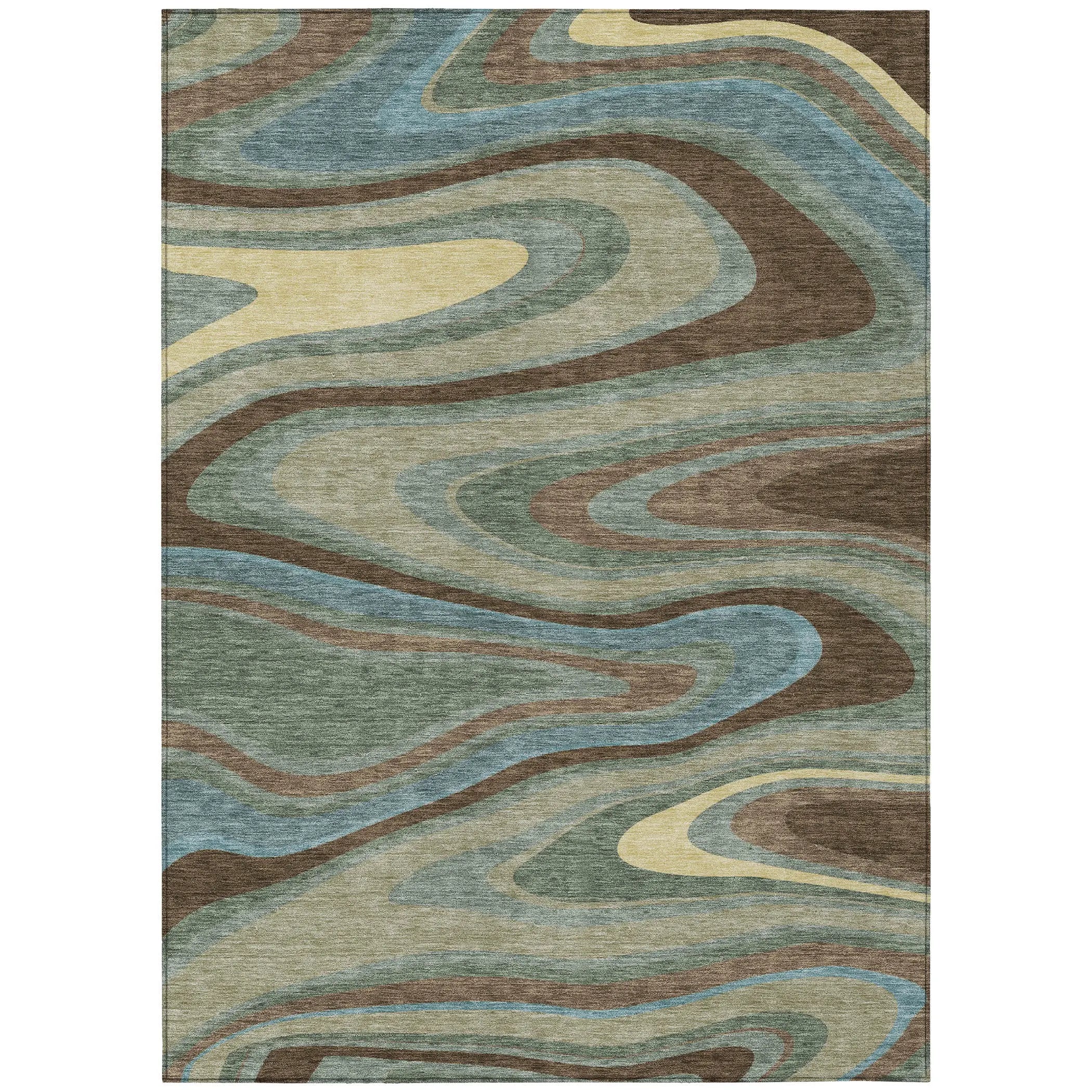 10' X 14' Green And Sage Abstract Washable Indoor Outdoor Area Rug Homeroots Outdoor