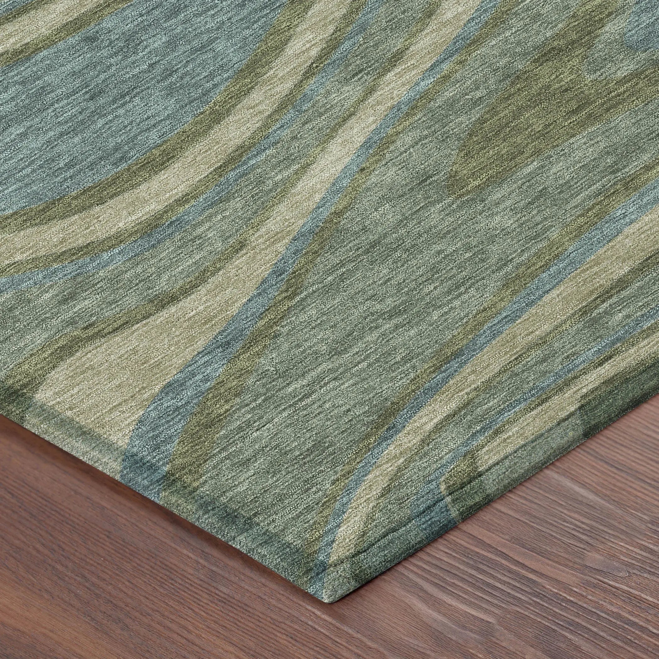 10' X 14' Green And Sage Abstract Washable Indoor Outdoor Area Rug Homeroots Outdoor