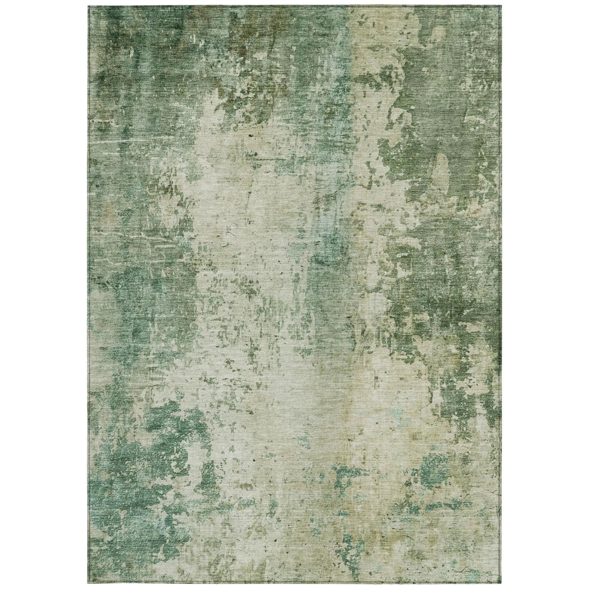 10' X 14' Green And Sage Abstract Washable Indoor Outdoor Area Rug Homeroots Outdoor