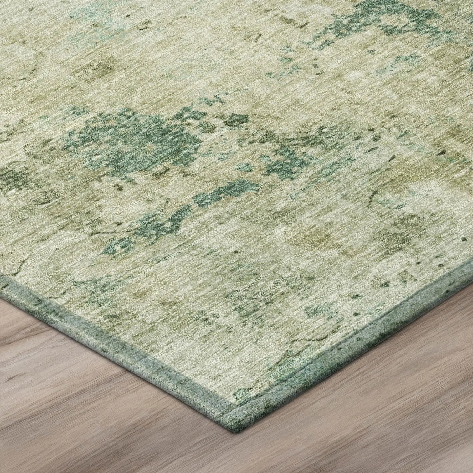 10' X 14' Green And Sage Abstract Washable Indoor Outdoor Area Rug Homeroots Outdoor