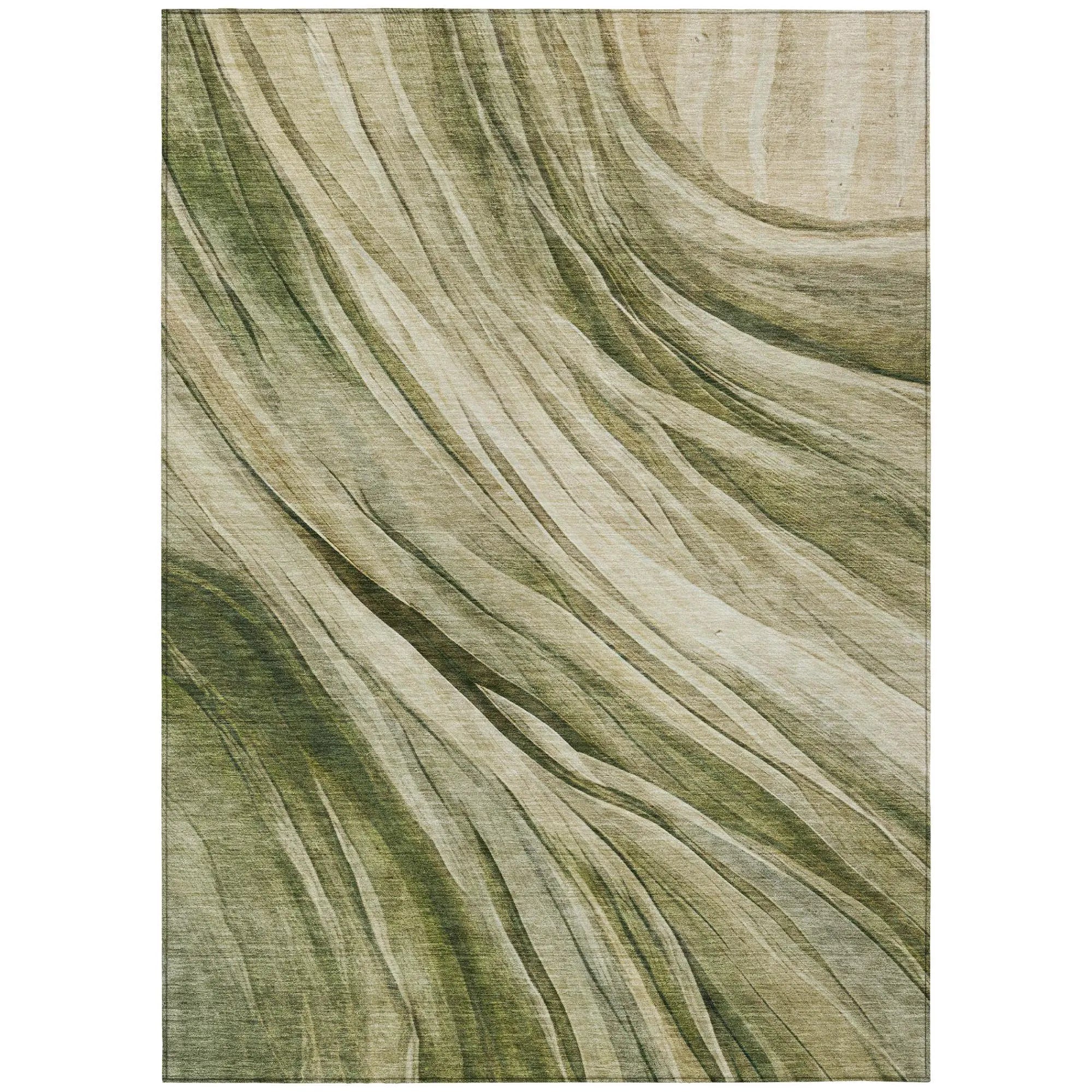 10' X 14' Green And Sage Abstract Washable Indoor Outdoor Area Rug Homeroots Outdoor