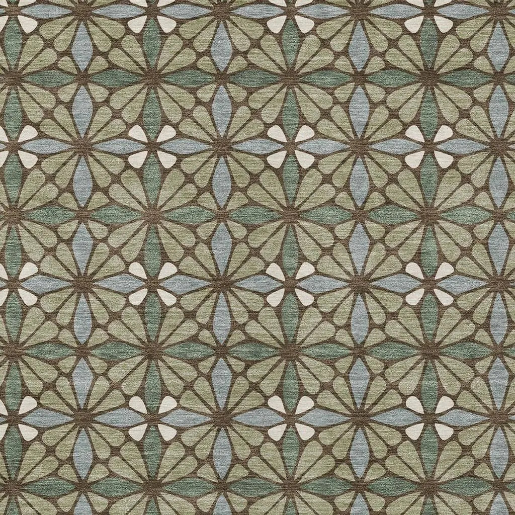 10' X 14' Green And Sage Geometric Washable Indoor Outdoor Area Rug Homeroots Outdoor