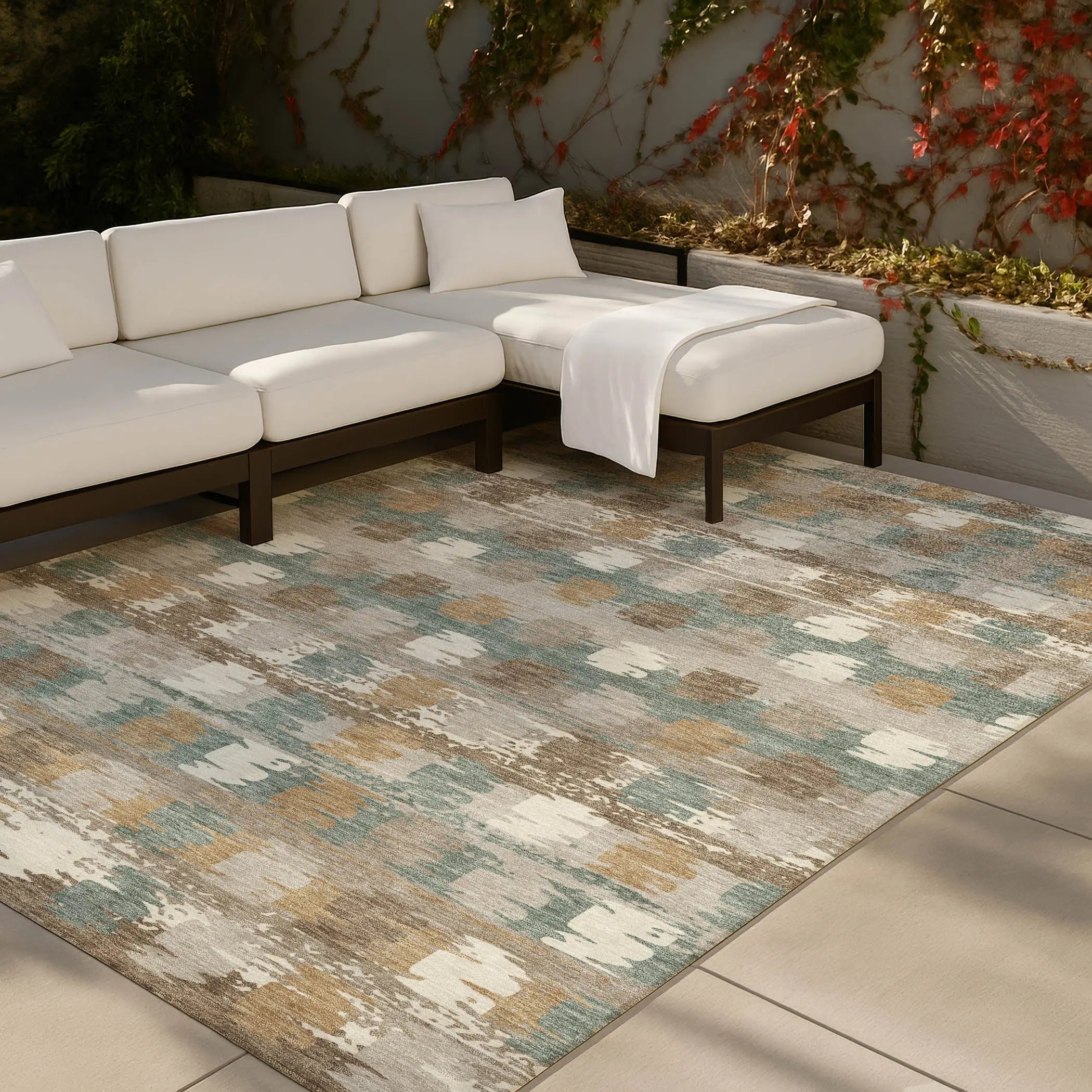 10' X 14' Green And Silver Abstract Washable Indoor Outdoor Area Rug Homeroots Outdoor