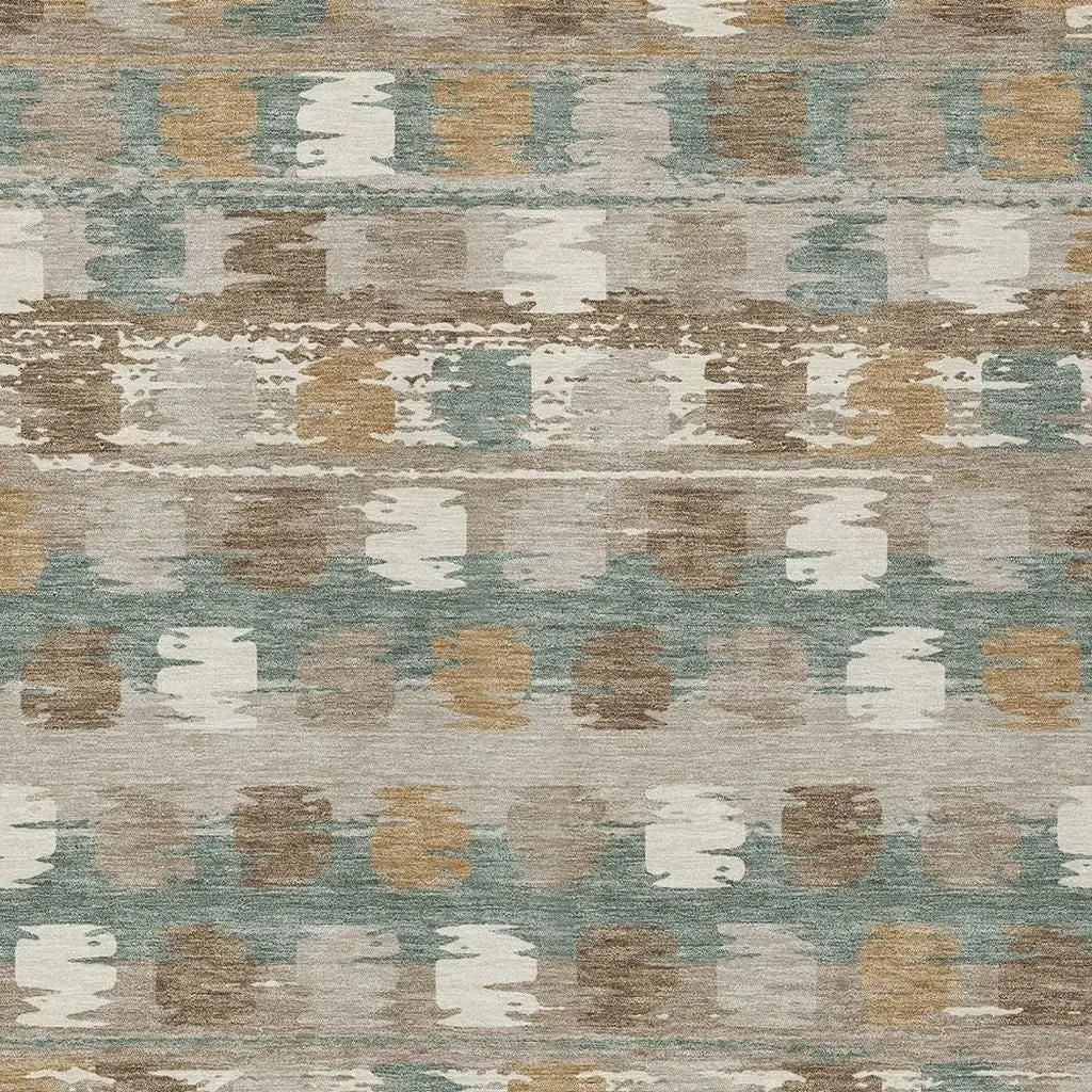 10' X 14' Green And Silver Abstract Washable Indoor Outdoor Area Rug Homeroots Outdoor
