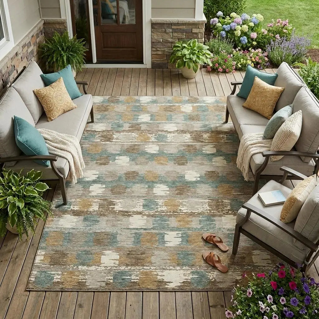 10' X 14' Green And Silver Abstract Washable Indoor Outdoor Area Rug Homeroots Outdoor