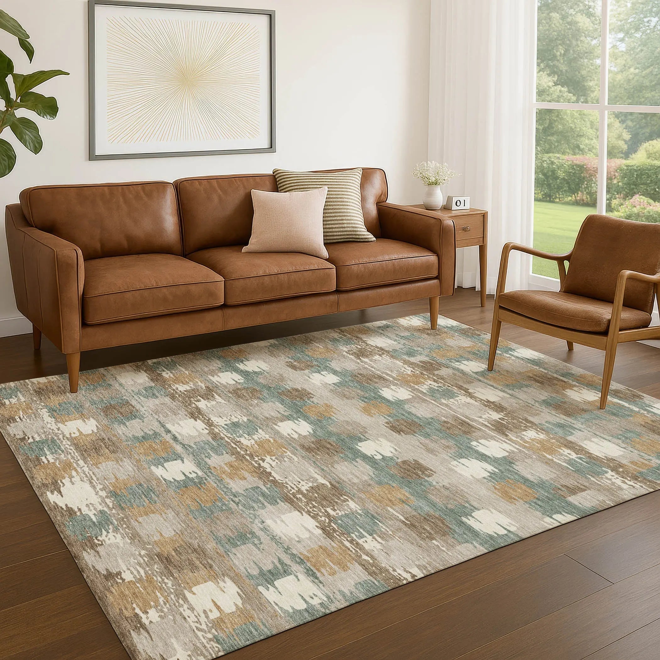 10' X 14' Green And Silver Abstract Washable Indoor Outdoor Area Rug Homeroots Outdoor