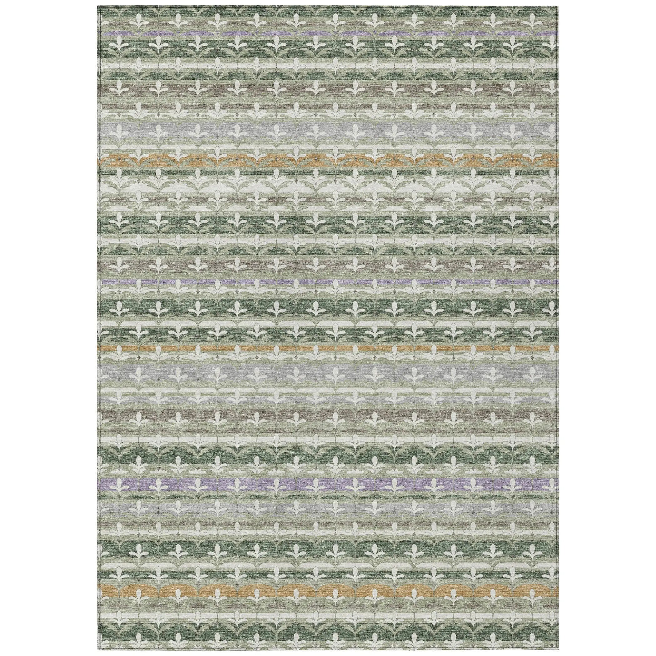 10' X 14' Green And Silver Damask Washable Indoor Outdoor Area Rug Homeroots Outdoor
