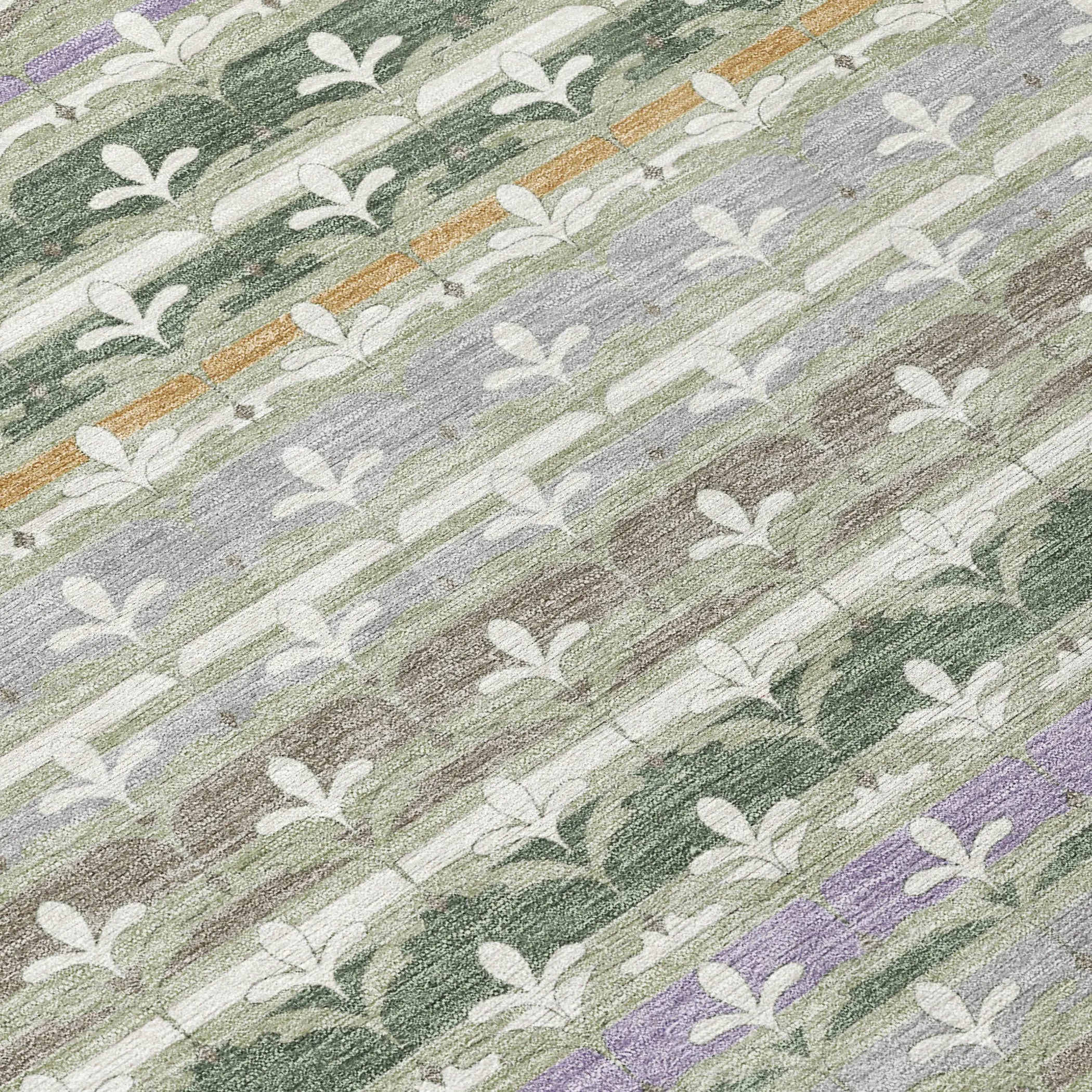 10' X 14' Green And Silver Damask Washable Indoor Outdoor Area Rug Homeroots Outdoor