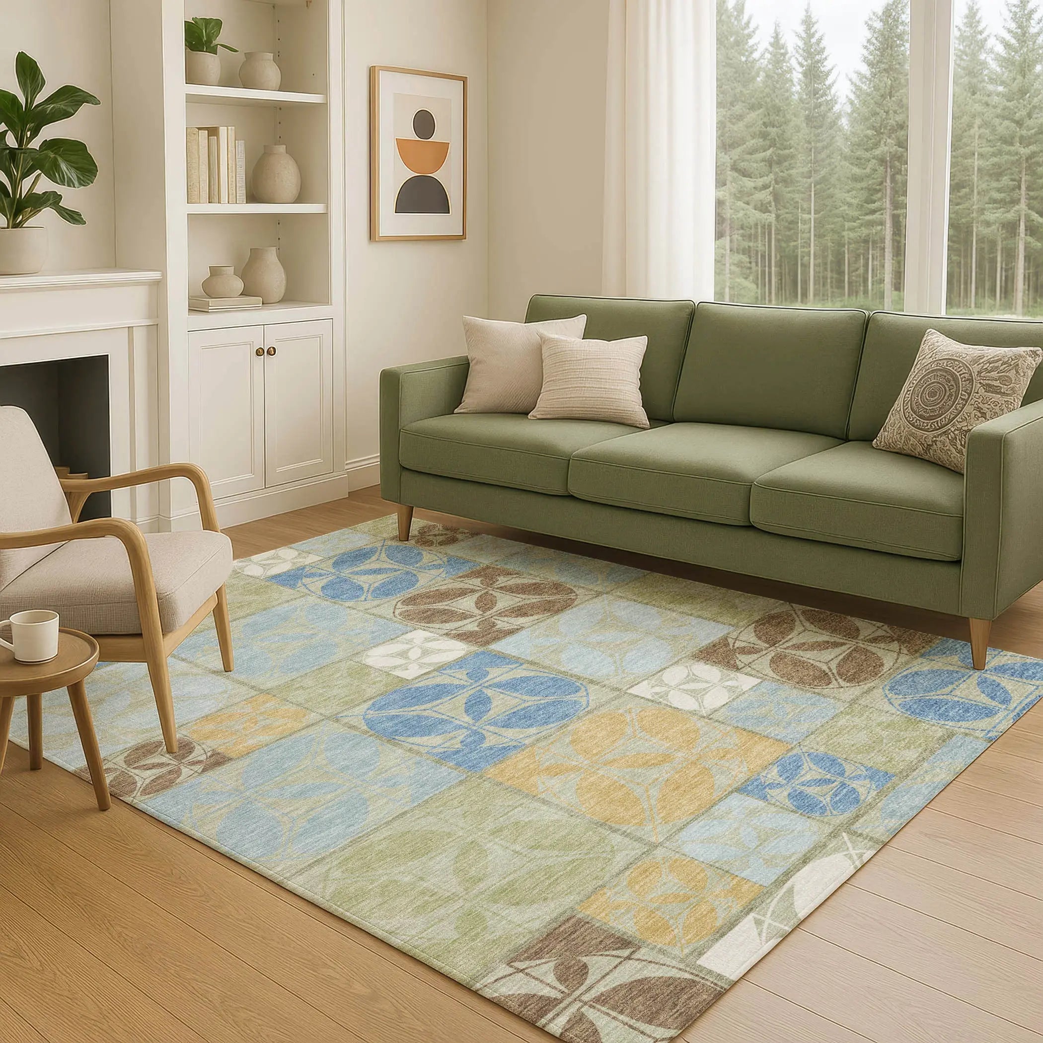 10' X 14' Green And Silver Geometric Washable Indoor Outdoor Area Rug Homeroots Outdoor