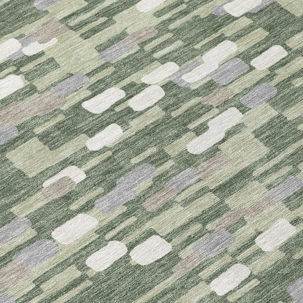 10' X 14' Green And Silver Geometric Washable Indoor Outdoor Area Rug Homeroots Outdoor