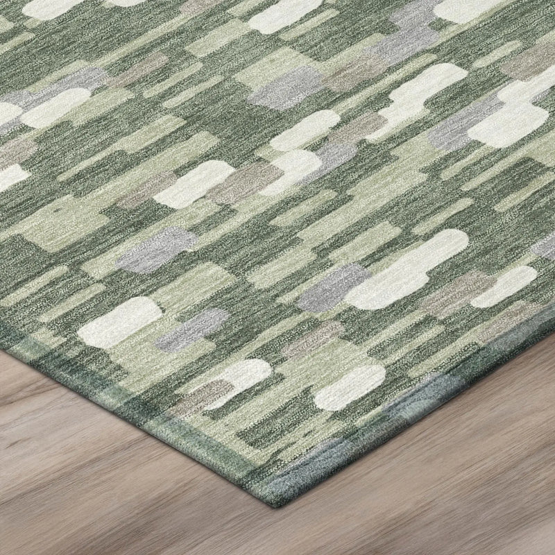 10' X 14' Green And Silver Geometric Washable Indoor Outdoor Area Rug Homeroots Outdoor