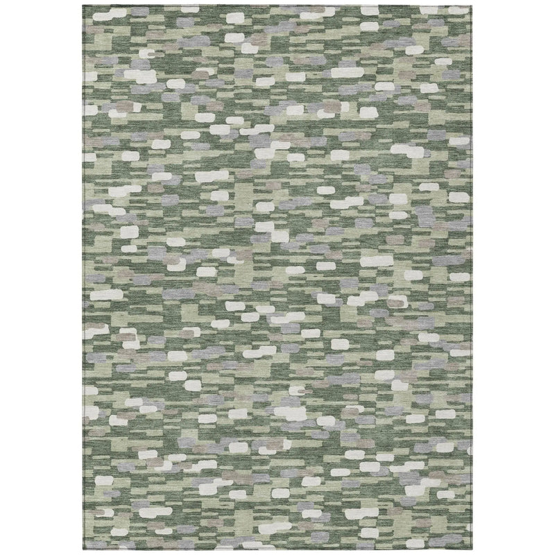 10' X 14' Green And Silver Geometric Washable Indoor Outdoor Area Rug Homeroots Outdoor