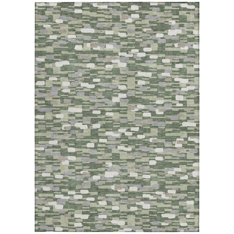 10' X 14' Green And Silver Geometric Washable Indoor Outdoor Area Rug Homeroots Outdoor