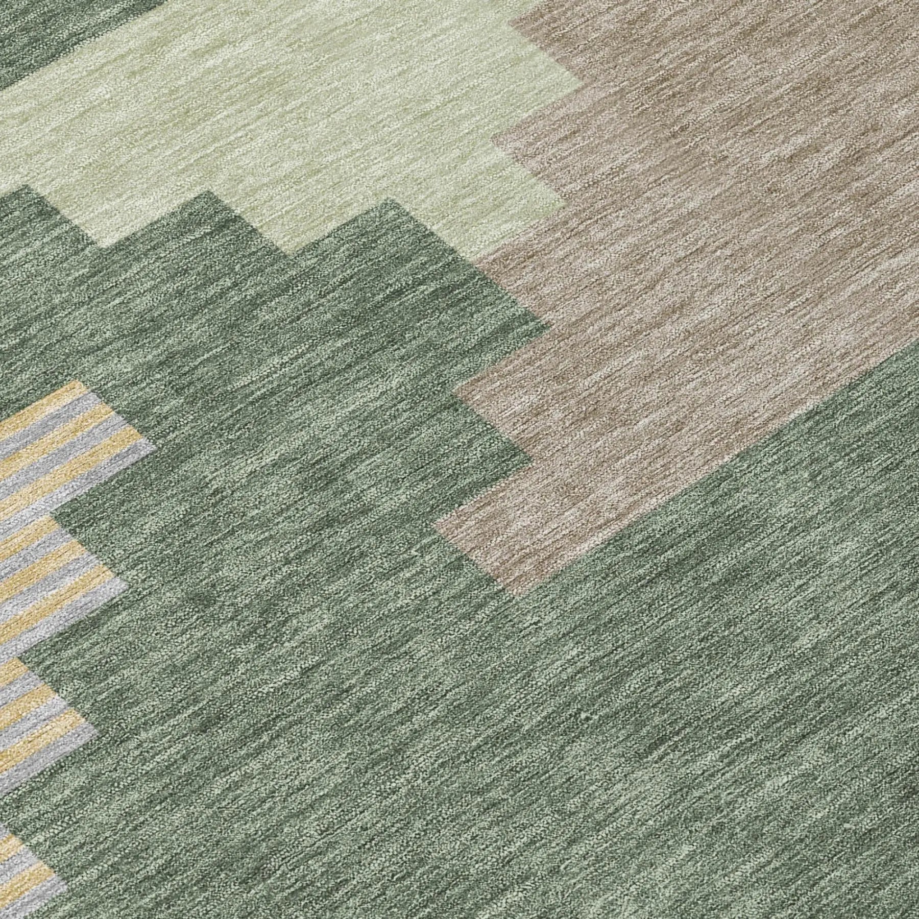10' X 14' Green And Silver Geometric Washable Indoor Outdoor Area Rug Homeroots Outdoor