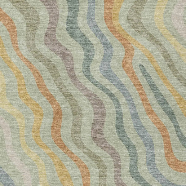10' X 14' Green And Taupe Abstract Washable Indoor Outdoor Area Rug Homeroots Outdoor