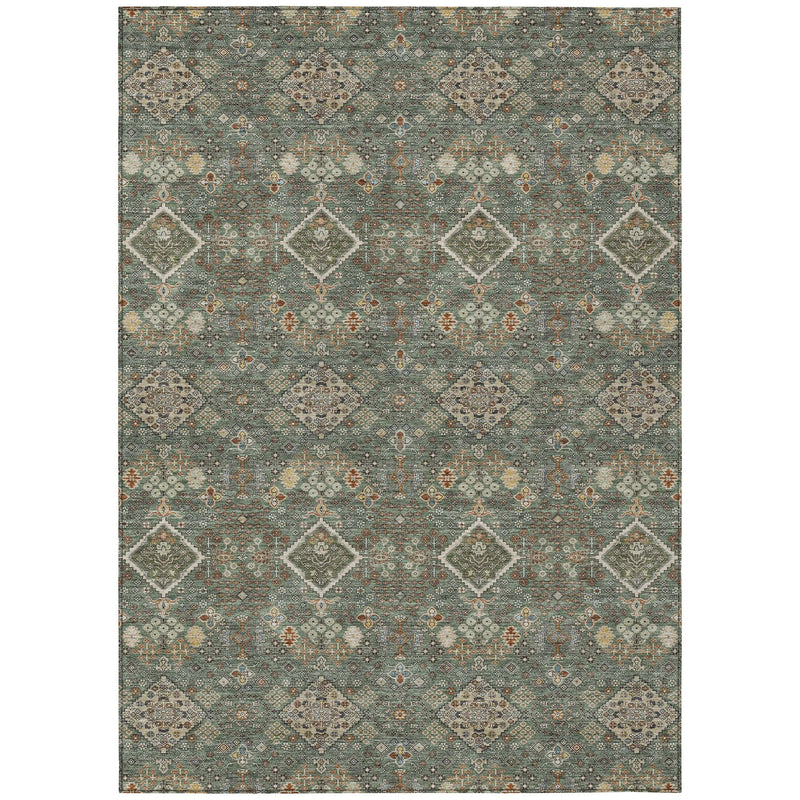10' X 14' Green And Taupe Geometric Washable Indoor Outdoor Area Rug Homeroots Outdoor
