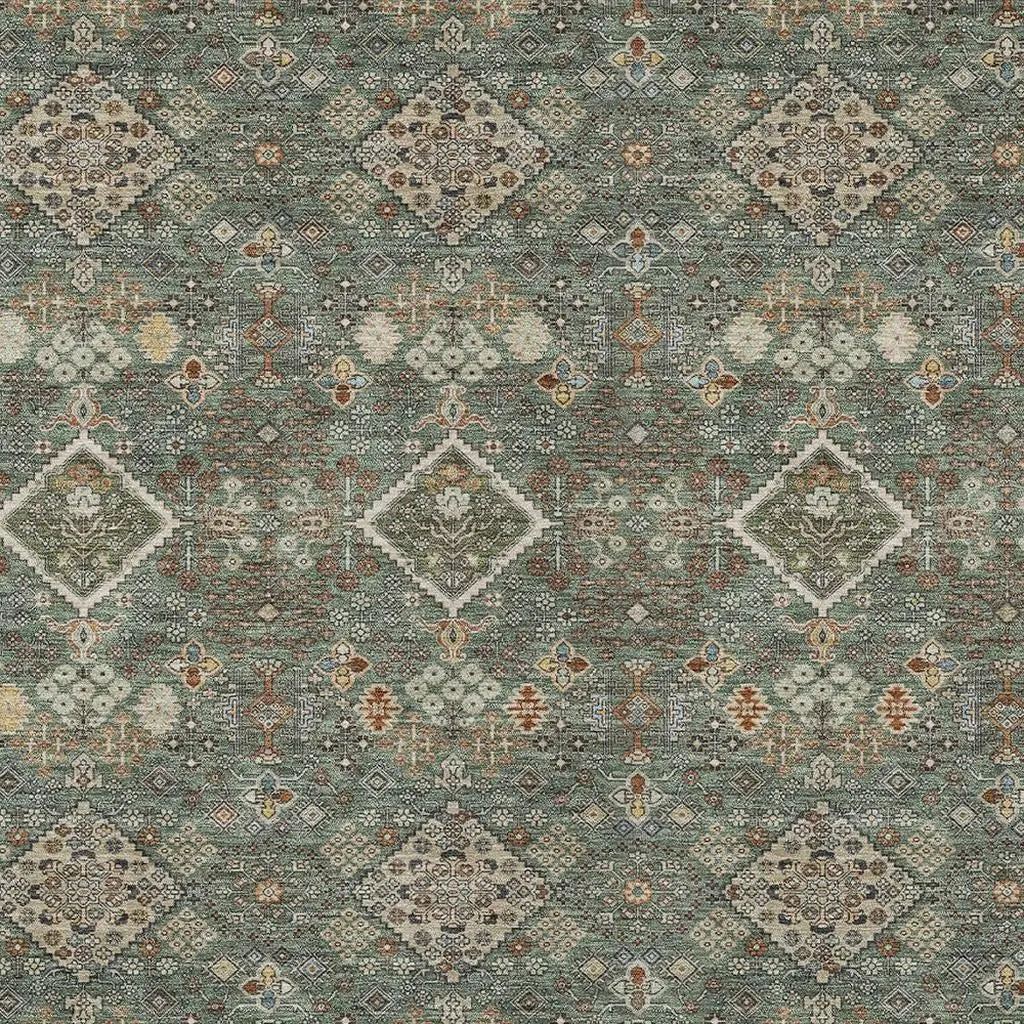 10' X 14' Green And Taupe Geometric Washable Indoor Outdoor Area Rug Homeroots Outdoor