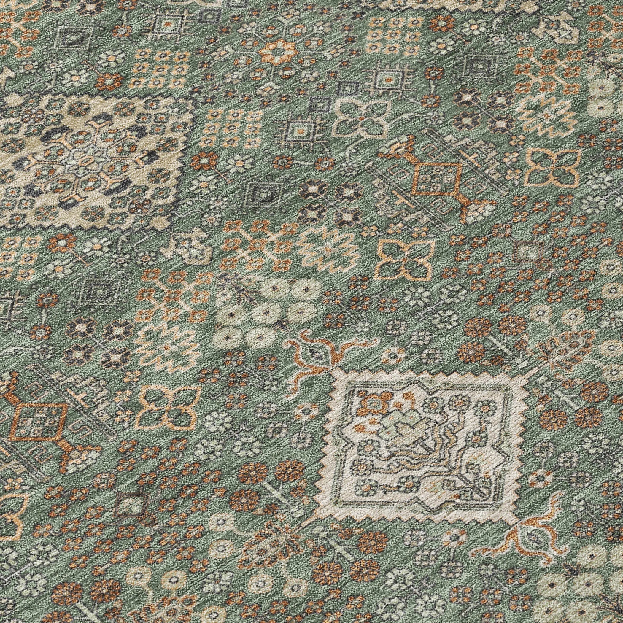 10' X 14' Green And Taupe Geometric Washable Indoor Outdoor Area Rug Homeroots Outdoor