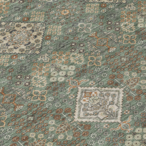10' X 14' Green And Taupe Geometric Washable Indoor Outdoor Area Rug Homeroots Outdoor