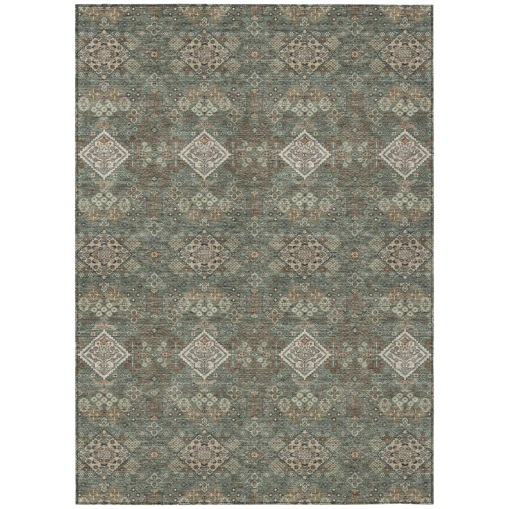 10' X 14' Green And Taupe Geometric Washable Indoor Outdoor Area Rug Homeroots Outdoor