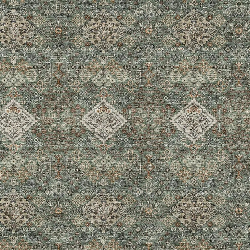 10' X 14' Green And Taupe Geometric Washable Indoor Outdoor Area Rug Homeroots Outdoor