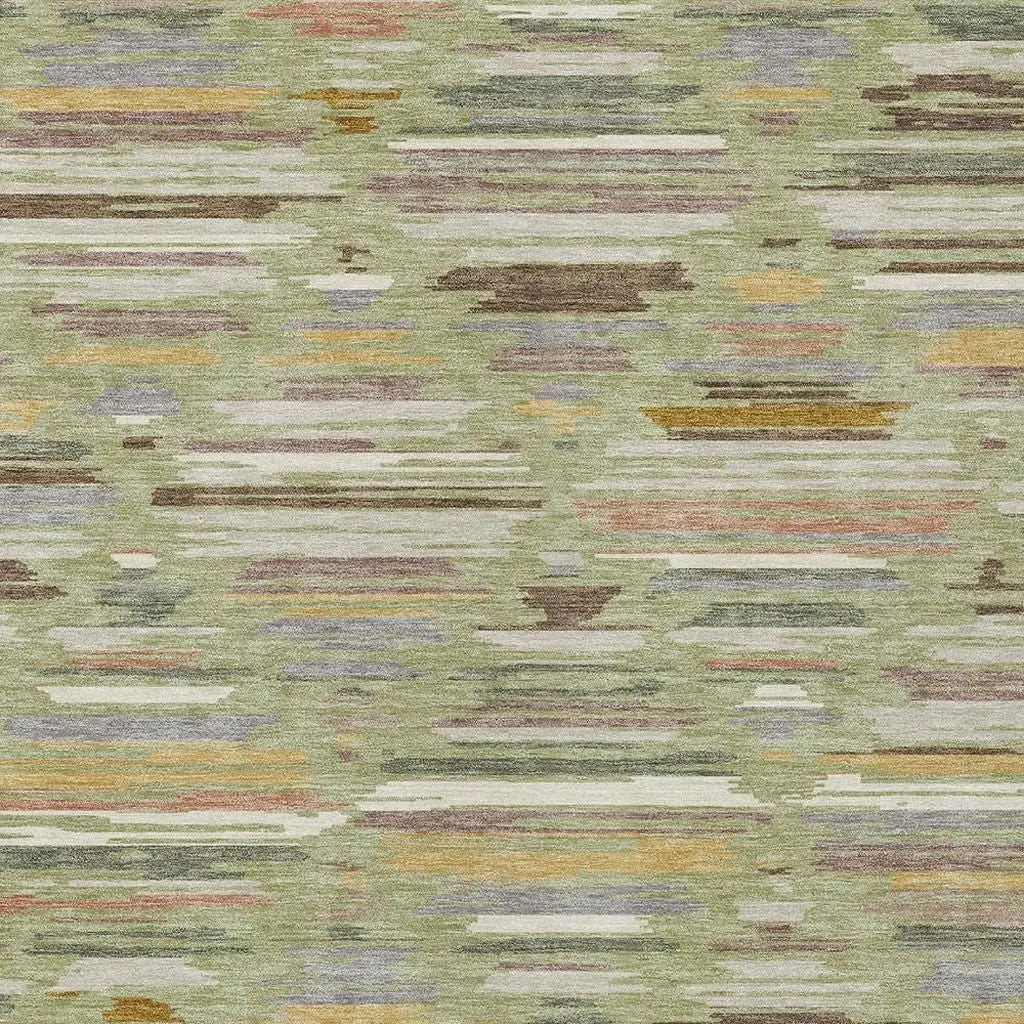10' X 14' Green And Taupe Southwestern Washable Indoor Outdoor Area Rug Homeroots Outdoor