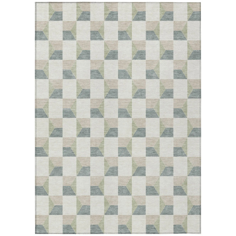 10' X 14' Green And Teal Blue Geometric Washable Indoor Outdoor Area Rug Homeroots Outdoor