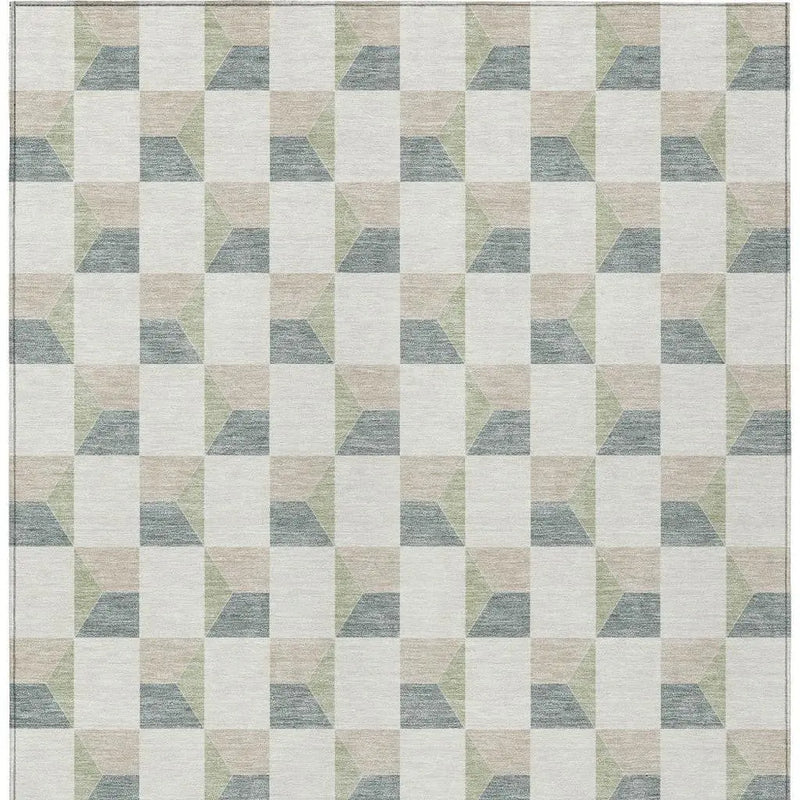 10' X 14' Green And Teal Blue Geometric Washable Indoor Outdoor Area Rug Homeroots Outdoor