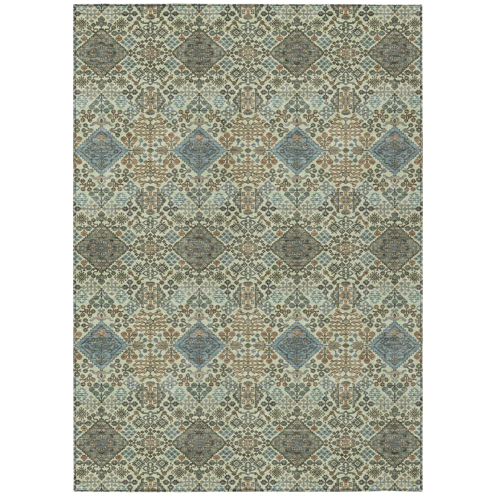 10' X 14' Green And Teal Blue Geometric Washable Indoor Outdoor Area Rug Homeroots Outdoor
