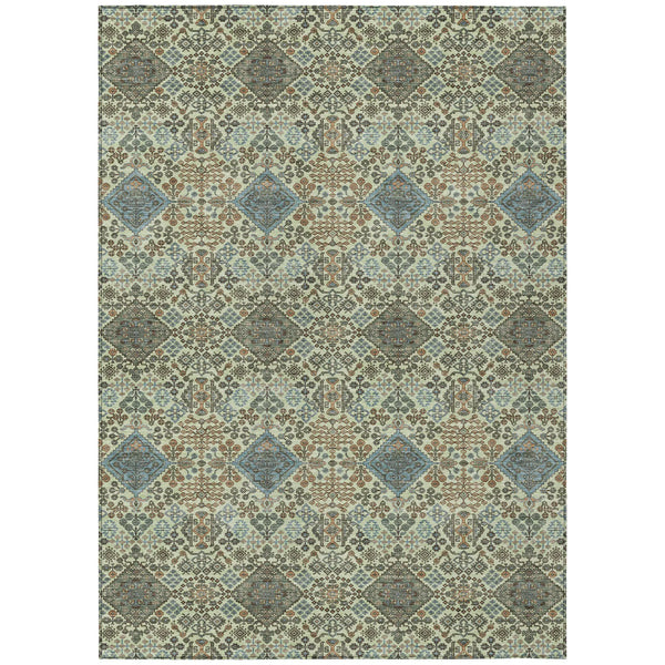 10' X 14' Green And Teal Blue Geometric Washable Indoor Outdoor Area Rug Homeroots Outdoor