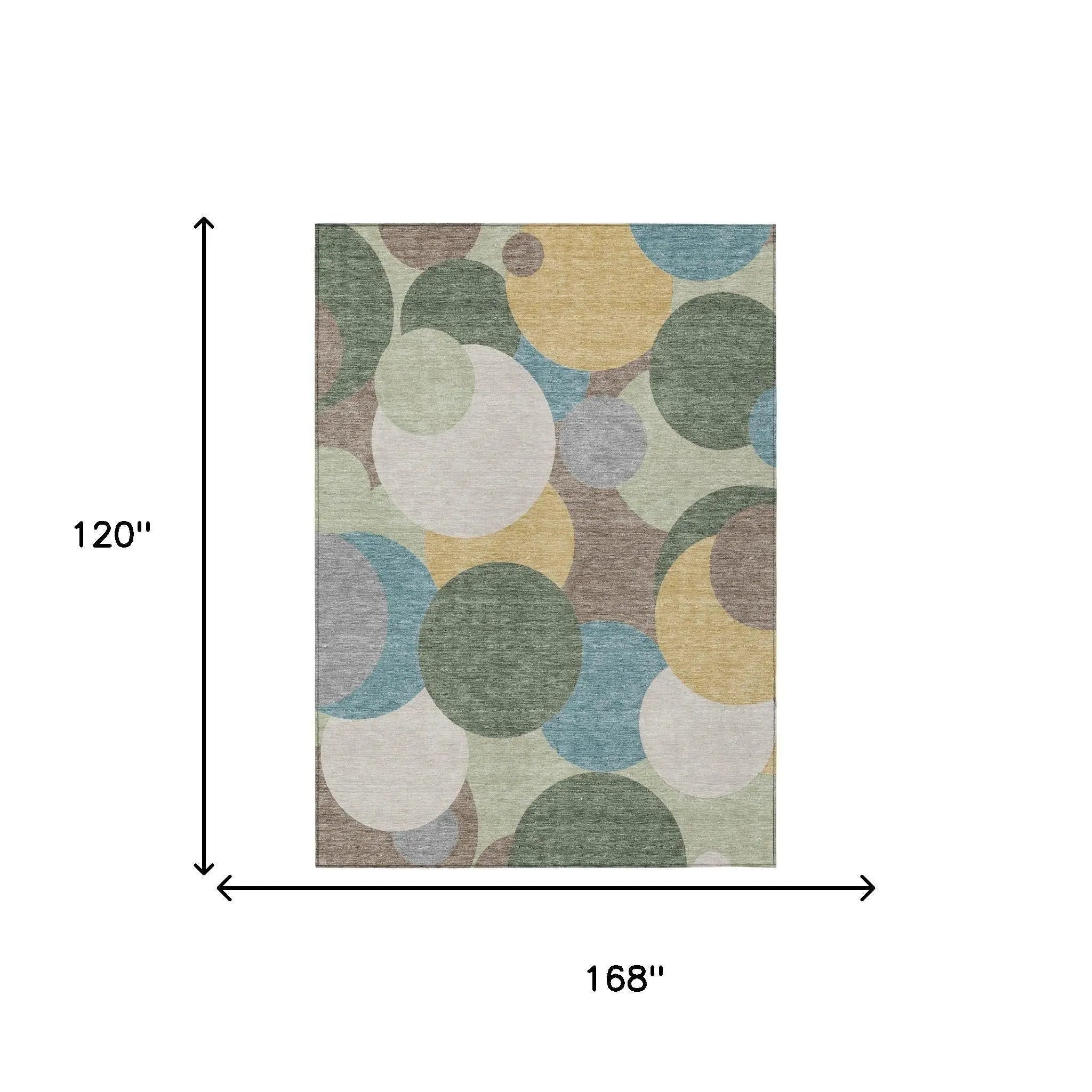 10' X 14' Green And Teal Blue Geometric Washable Indoor Outdoor Area Rug Homeroots Outdoor