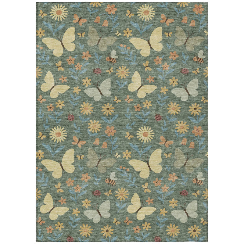 10' X 14' Green And Wheat Abstract Washable Indoor Outdoor Area Rug Homeroots Outdoor