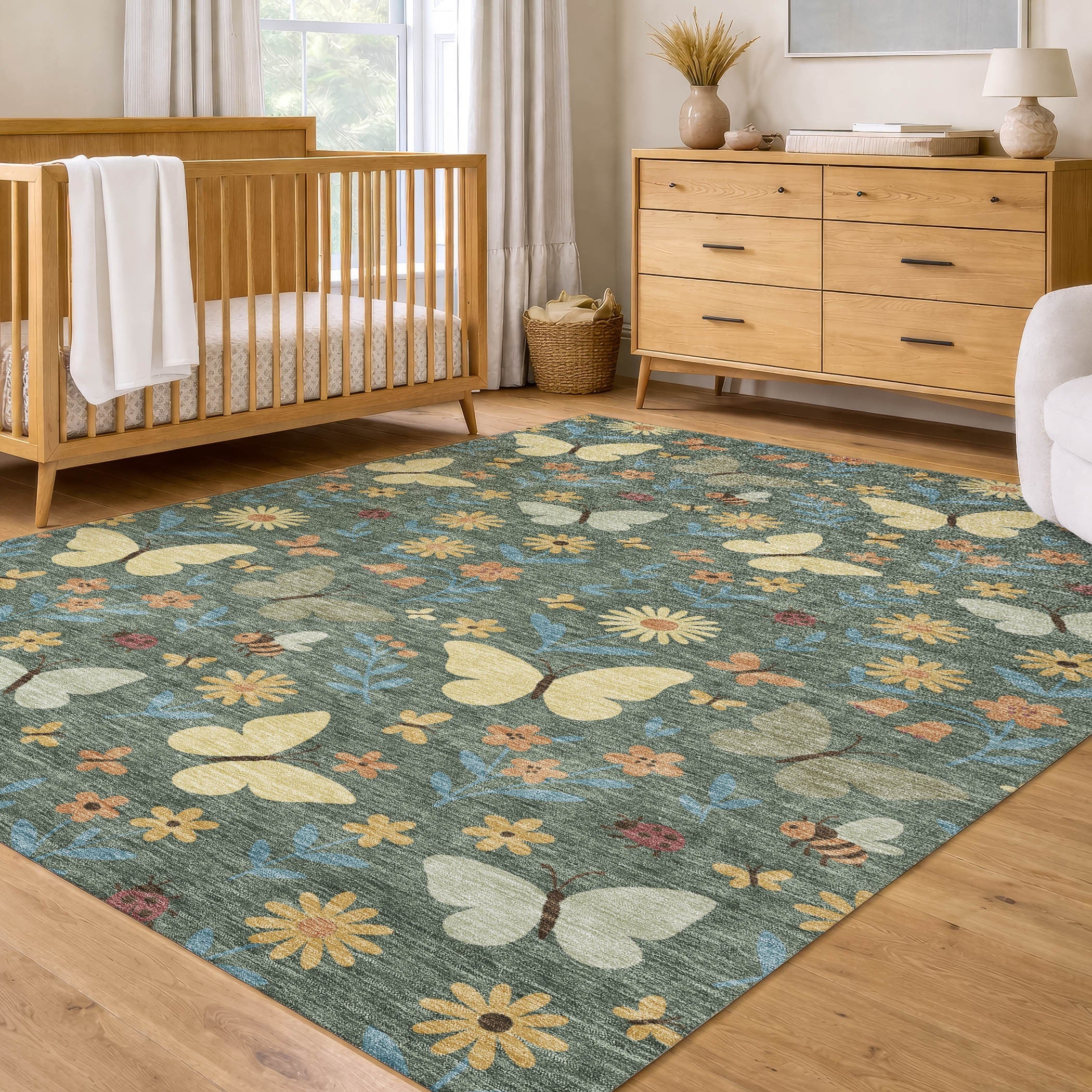 10' X 14' Green And Wheat Abstract Washable Indoor Outdoor Area Rug Homeroots Outdoor