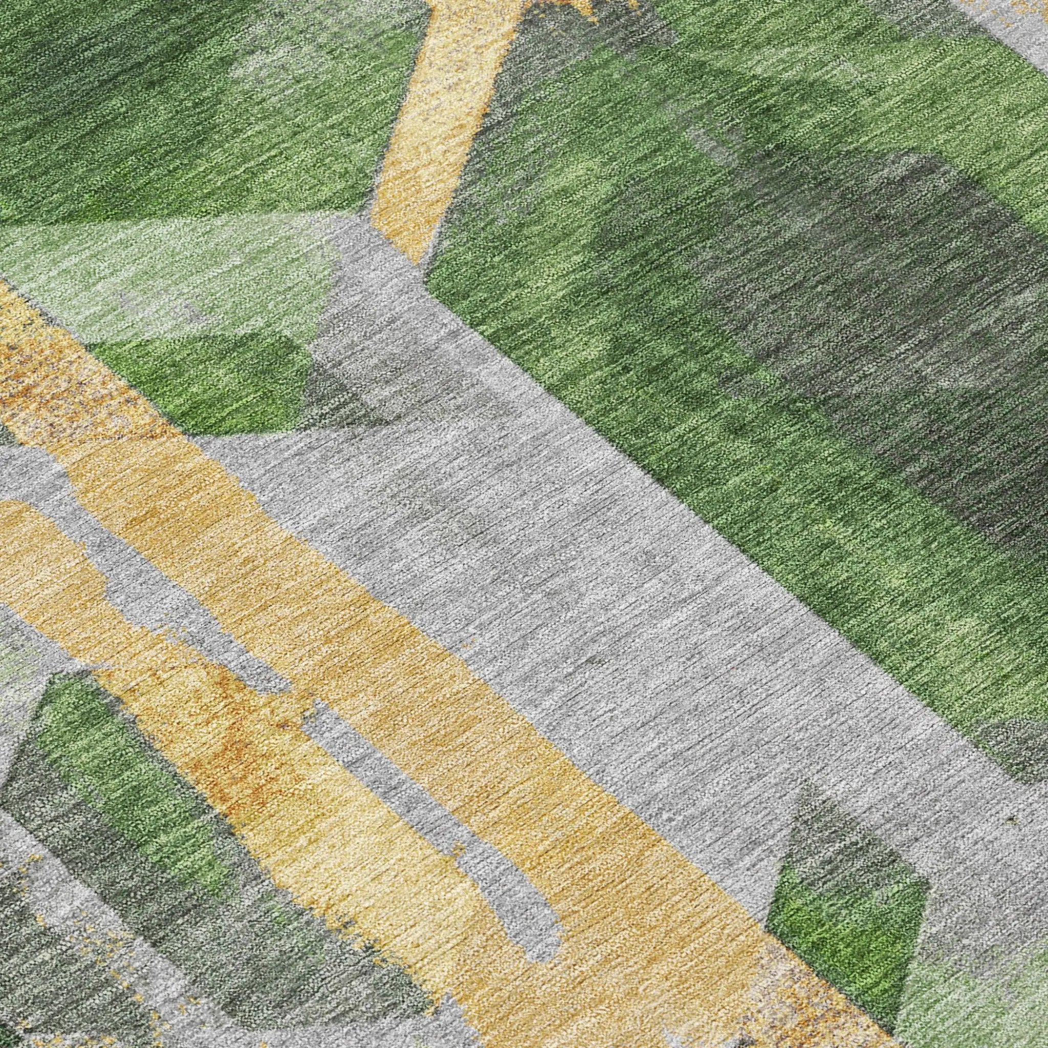 10' X 14' Green Gold And Silver Geometric Washable Indoor Outdoor Area Rug Homeroots Outdoor