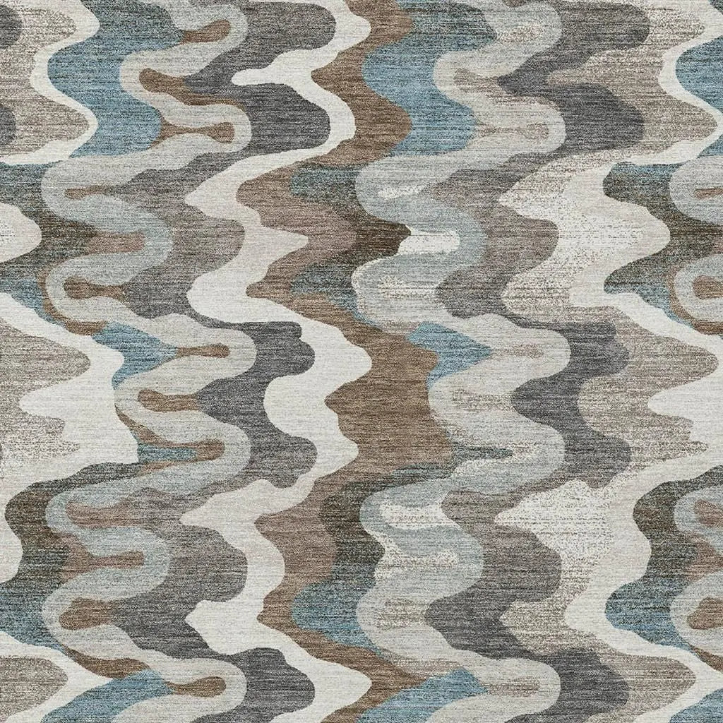 10' X 14' Ivory And Beige Abstract Washable Indoor Outdoor Area Rug Homeroots Outdoor