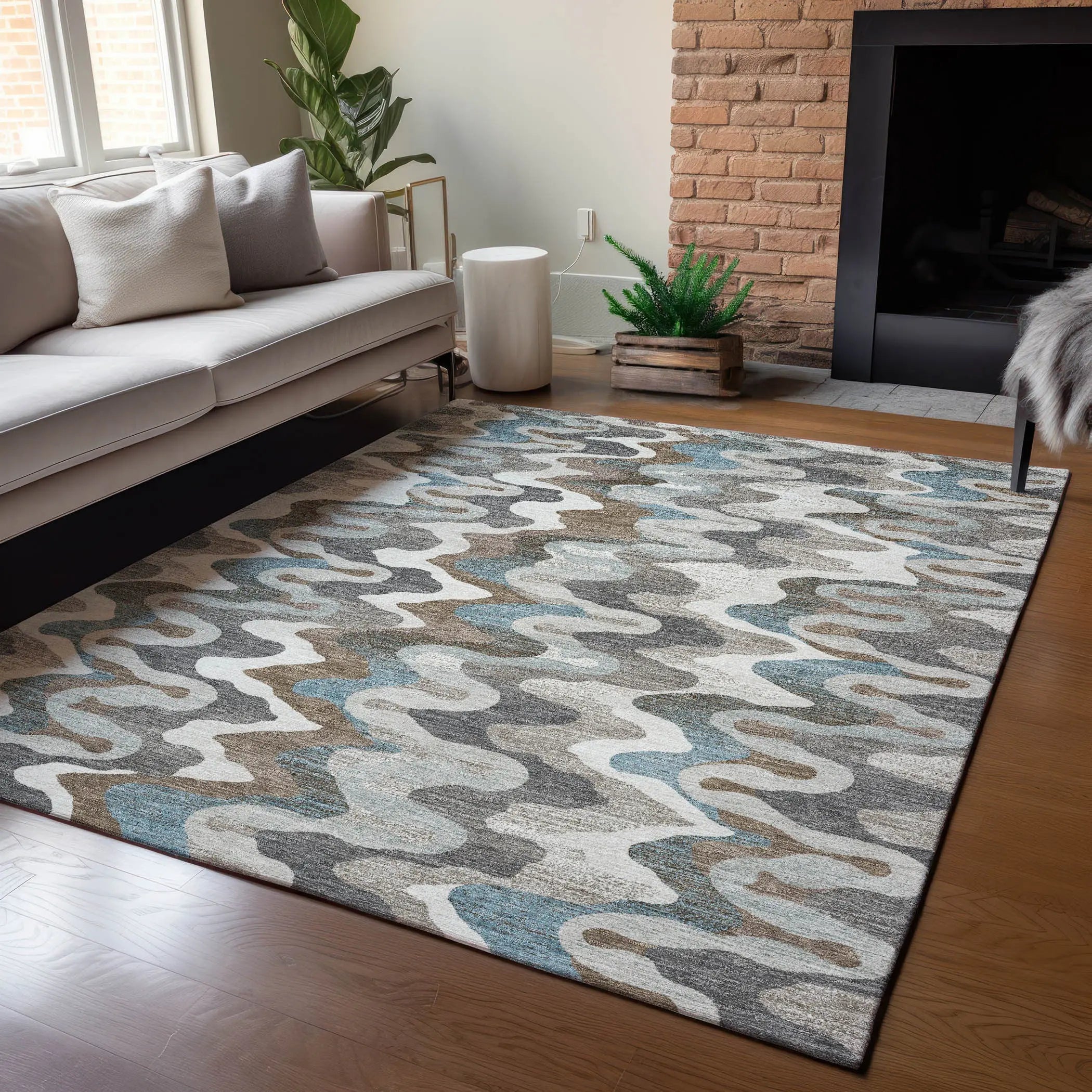 10' X 14' Ivory And Beige Abstract Washable Indoor Outdoor Area Rug Homeroots Outdoor