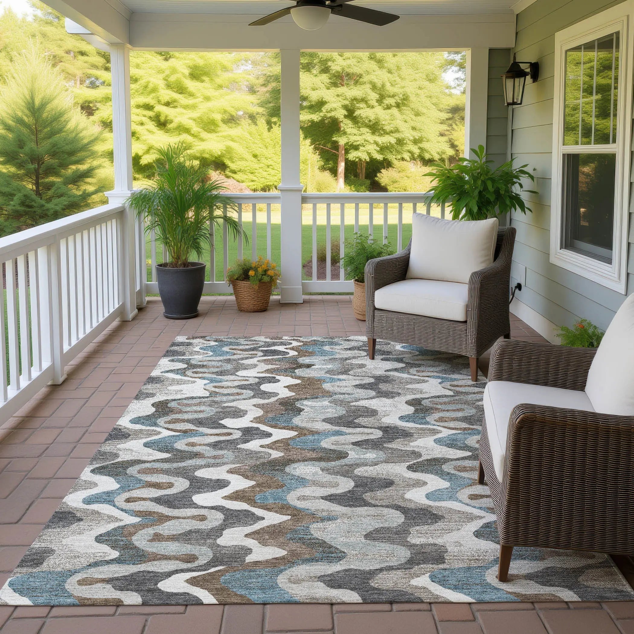 10' X 14' Ivory And Beige Abstract Washable Indoor Outdoor Area Rug Homeroots Outdoor