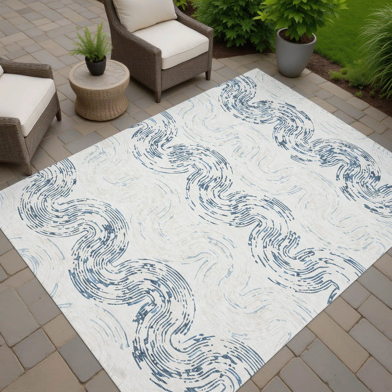 10' X 14' Ivory And Beige Abstract Washable Indoor Outdoor Area Rug Homeroots Outdoor