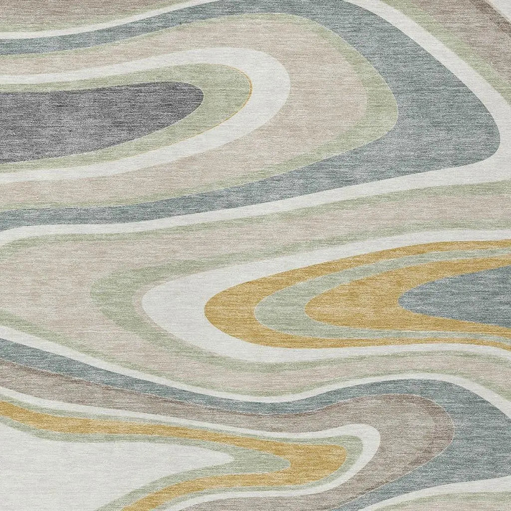 10' X 14' Ivory And Beige Abstract Washable Indoor Outdoor Area Rug Homeroots Outdoor
