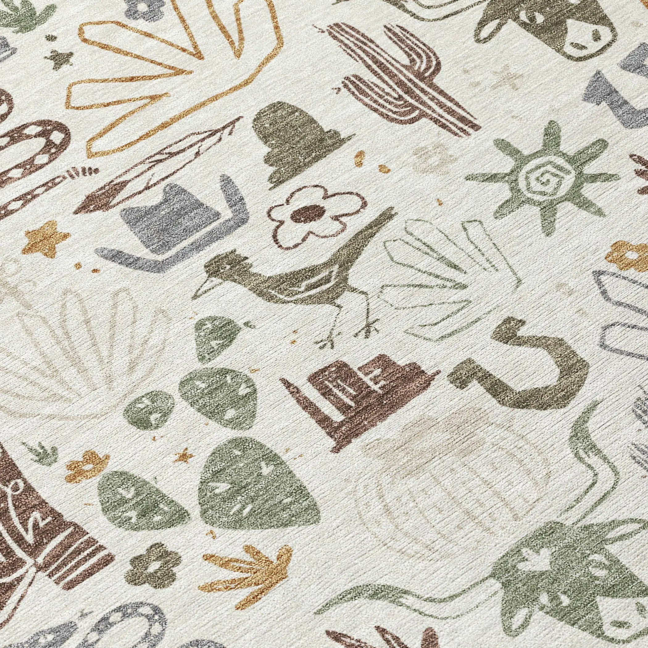 10' X 14' Ivory And Beige Cactus Washable Indoor Outdoor Area Rug Homeroots Outdoor