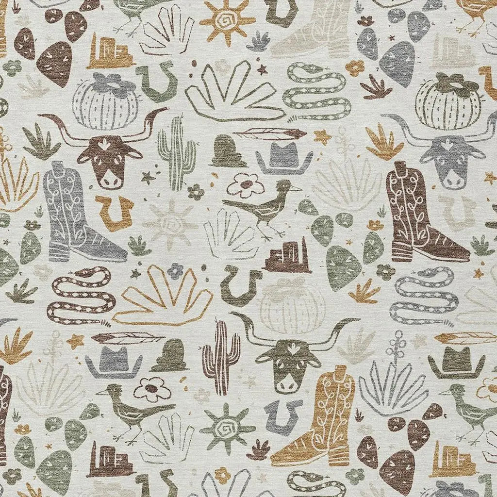 10' X 14' Ivory And Beige Cactus Washable Indoor Outdoor Area Rug Homeroots Outdoor