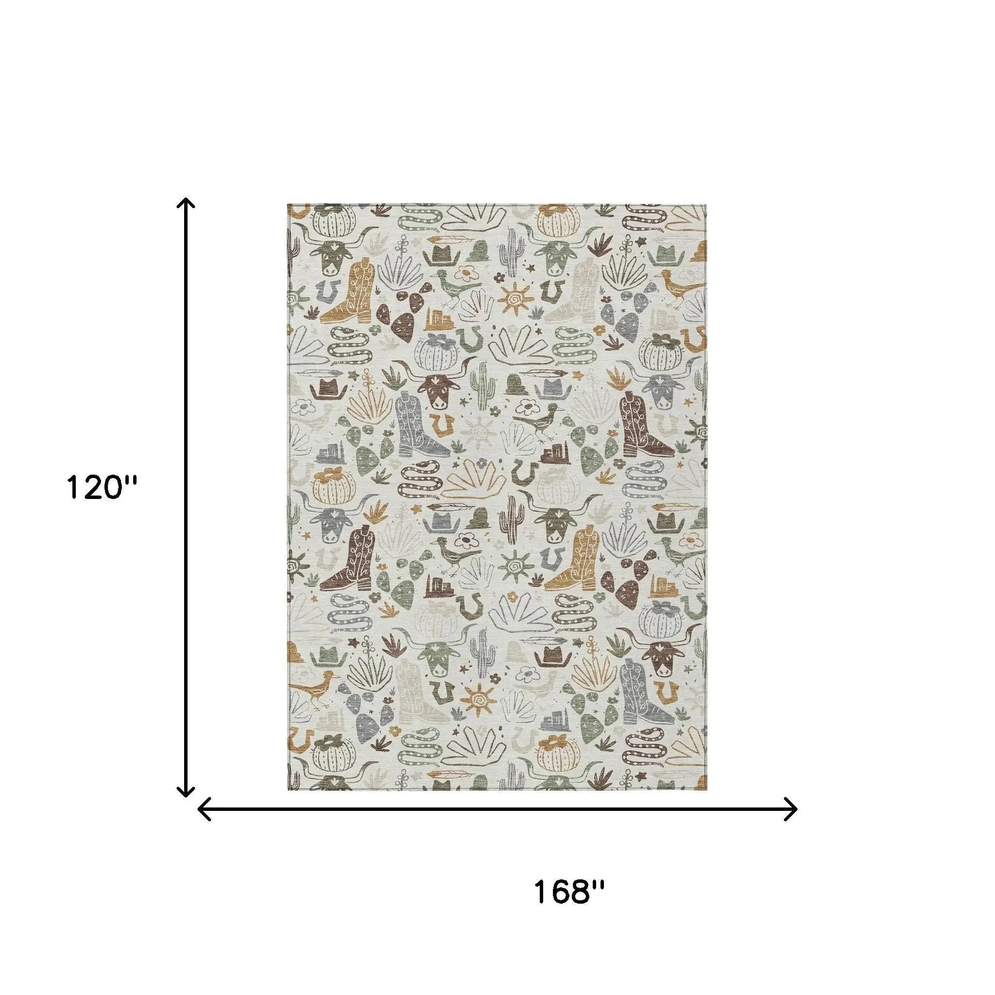 10' X 14' Ivory And Beige Cactus Washable Indoor Outdoor Area Rug Homeroots Outdoor