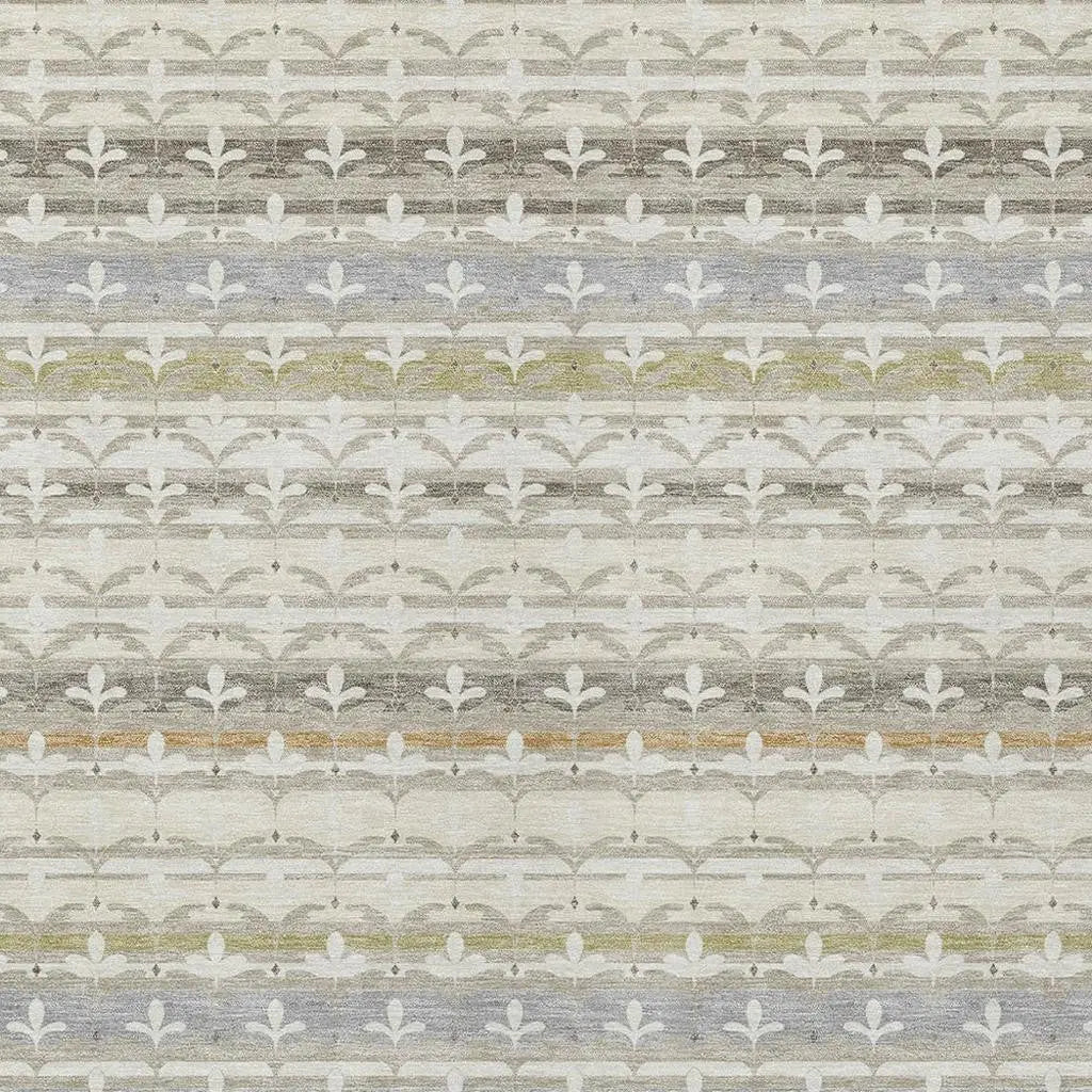 10' X 14' Ivory And Beige Damask Washable Indoor Outdoor Area Rug Homeroots Outdoor