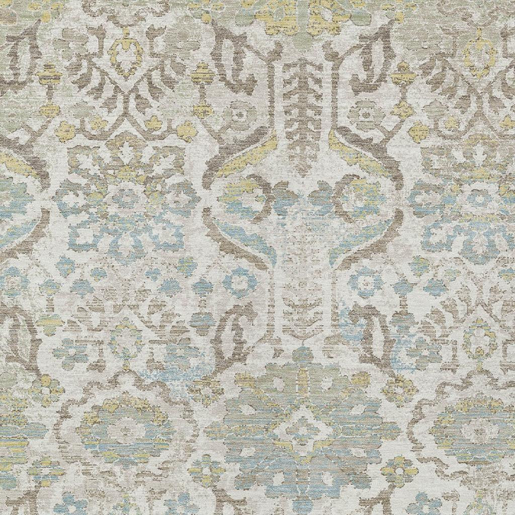 10' X 14' Ivory And Beige Damask Washable Indoor Outdoor Area Rug Homeroots Outdoor