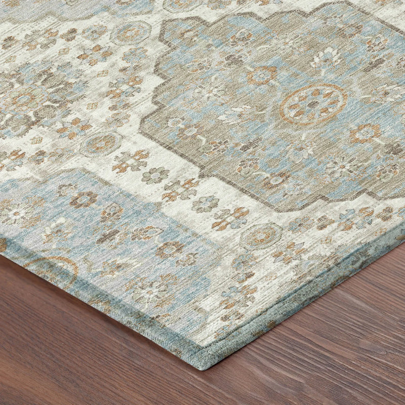 10' X 14' Ivory And Beige Damask Washable Indoor Outdoor Area Rug Homeroots Outdoor