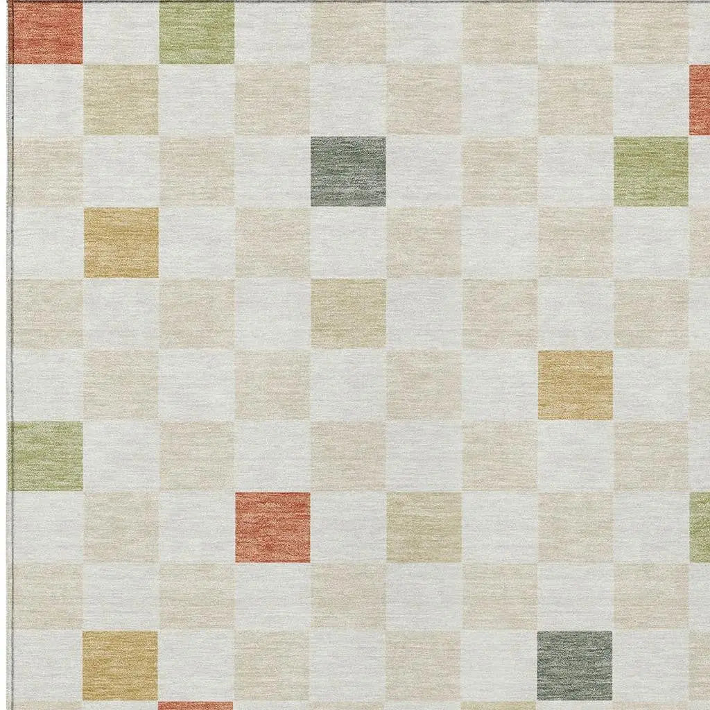 10' X 14' Ivory And Beige Geometric Washable Indoor Outdoor Area Rug Homeroots Outdoor