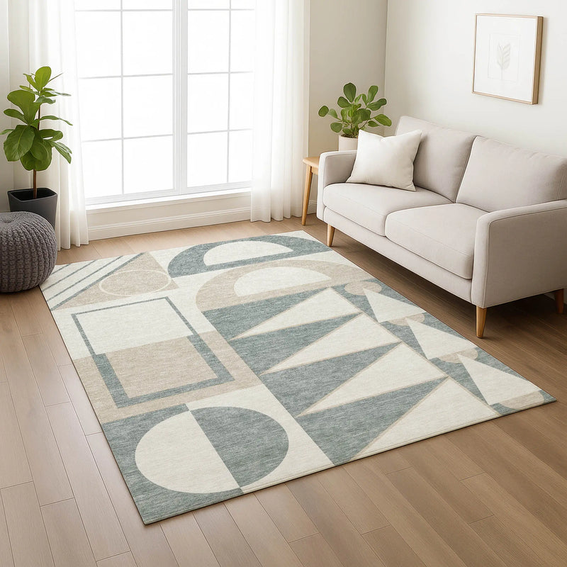 10' X 14' Ivory And Beige Geometric Washable Indoor Outdoor Area Rug Homeroots Outdoor