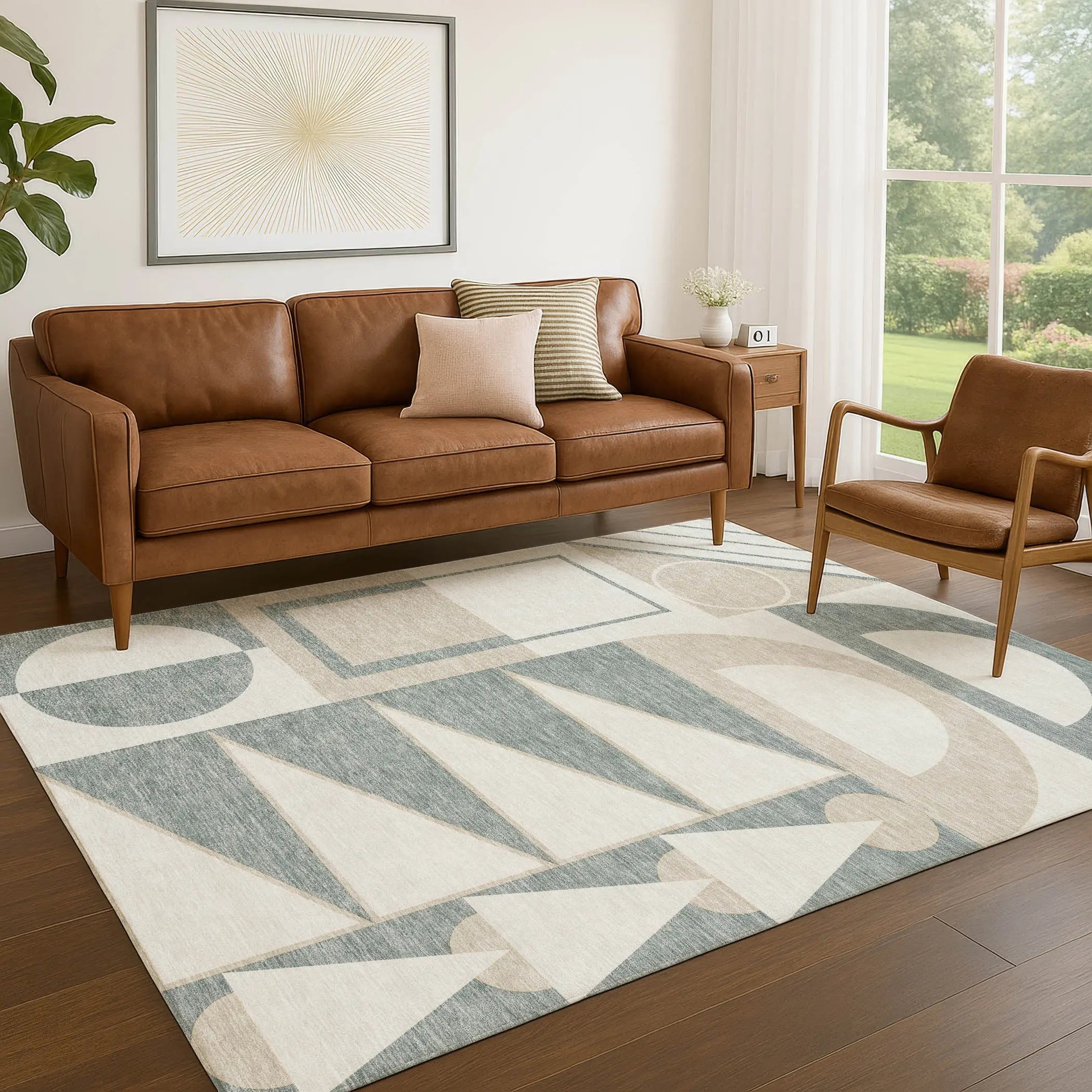 10' X 14' Ivory And Beige Geometric Washable Indoor Outdoor Area Rug Homeroots Outdoor