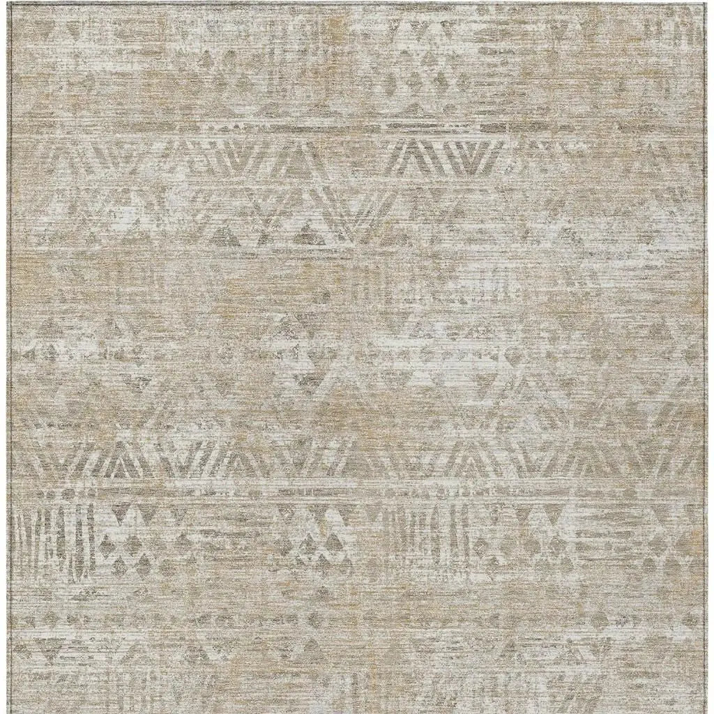 10' X 14' Ivory And Beige Geometric Washable Indoor Outdoor Area Rug Homeroots Outdoor