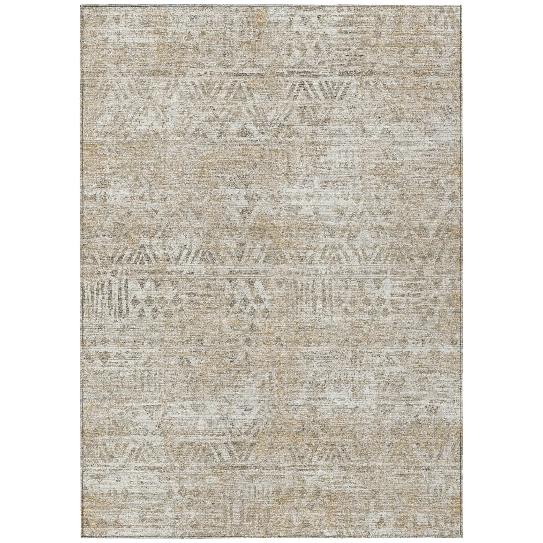 10' X 14' Ivory And Beige Geometric Washable Indoor Outdoor Area Rug Homeroots Outdoor